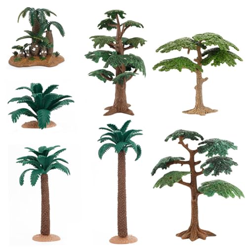 Whyzsjnclg Modellbäume 7pcs/Set Simulation Miniaturbäume DIY Craft Mini Palme realistische Plastikpalmen für Mikrolandschaftsmodell Railway Szenerie Garten Dekor Miniaturbäume von Whyzsjnclg