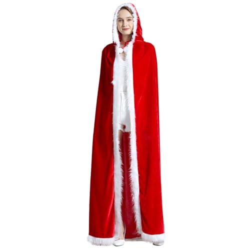 Whyzsjnclg Weihnachtsumhang für Mädchen Größe L Kapuze Cord Cord Short Plüsch Weihnachtskap Santa Claus Weihnachtskostüm für Cosplay -Party Karneval Frau Claus Outfit von Whyzsjnclg