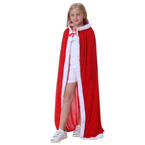 Whyzsjnclg Weihnachtsumhang für Mädchen Größe M Kapuze Cord Kurzplüsch Weihnachtskap Santa Claus Weihnachtskostüm für Cosplay -Party Karneval Frau Claus Outfit von Whyzsjnclg