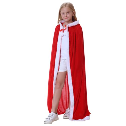 Whyzsjnclg Weihnachtsumhang für Mädchengröße S Kapozenkord kurzes Plüsch Weihnachtskap Santa Claus Weihnachtskostüm für Cosplay -Party Karneval Frau Claus Outfit von Whyzsjnclg