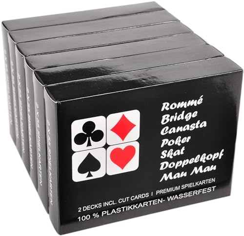 WiMi 12 X Premium Spielkarten Bridge Canasta Skat Poker Doppelkopf Rommé Karten Pokerkarten 100 Prozent Plastik -Duo Box Edition von WiMi