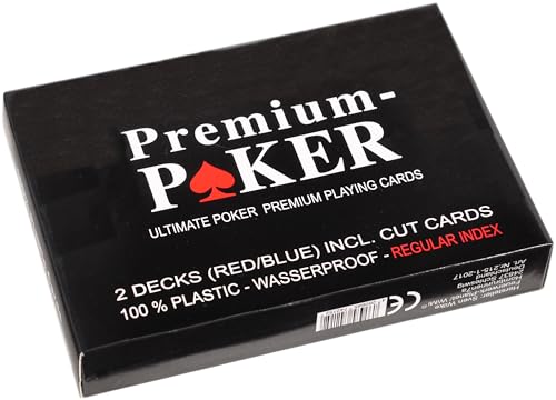 WiMi 2 X Premium Casino Poker Karten Pokerkarten 100 Prozent Plastik - Kleiner Index 2 Eckzeichen - Duo Box Edition von WiMi