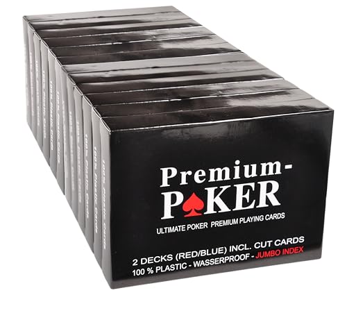 WiMi 24 X Premium Casino Poker Karten Pokerkarten 100 Prozent Plastik - Grosser Index 2 Eckzeichen - Duo Box Edition von WiMi