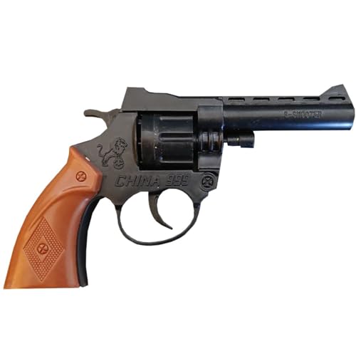 Revolver Pistole braun schwarz 17 cm 8 Schuss Western-Revolver Kostüm-Zubehör Fasching Karneval von Wicke