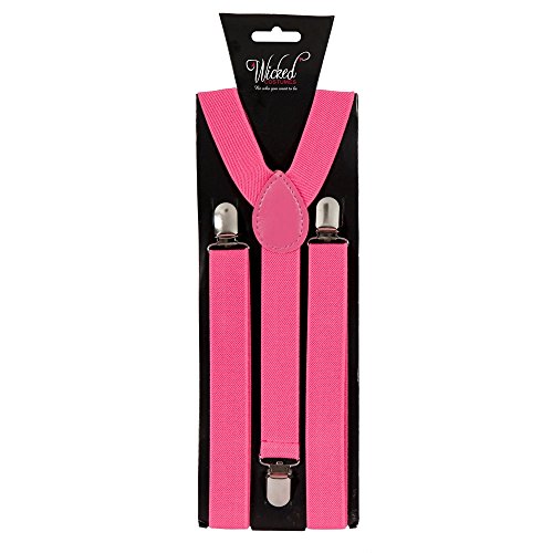 Braces 96cm x 2.5cm - Neon Pink Fancy Dress Accessory von Wicked Costumes