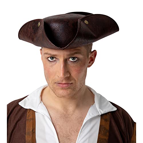 Deluxe Pirate Hat - Distressed Leather Fancy dress accessory von Wicked Costumes