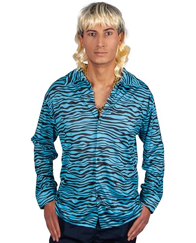Exotic Tiger Print Shirt Türkis (groß) von Wicked Costumes