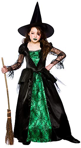 Karneval / Halloweenkostüm des Emerald Witch-Kindes. Größe groß von Wicked Costumes