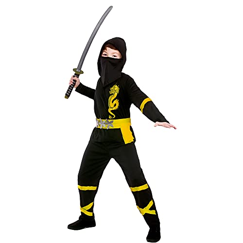 Wicked Costumes Kinderkostüm Power Ninja – Schwarz/Gelb – Größe M (5–7 Jahre) von Wicked Costumes