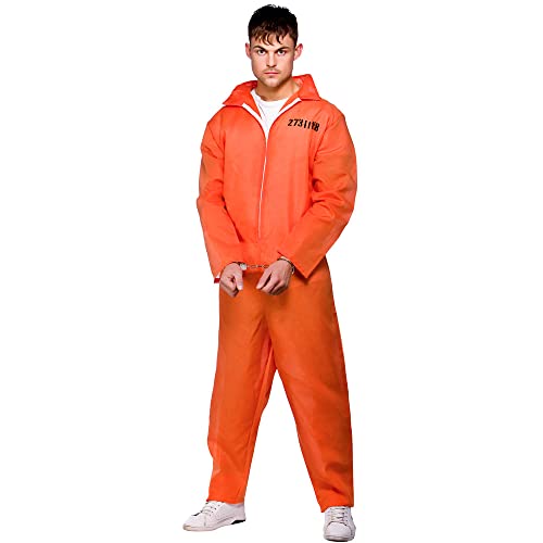 Orange Convict Prisoner Mens Fancy Dress Suits Costume von Wicked Costumes