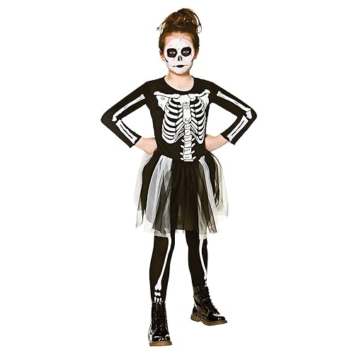 Skelebones Girl's Costume Skeleton Halloween Fancy Dress von Wicked Costumes