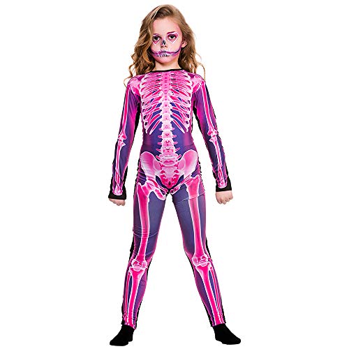 Unbekannt Kinder Pink X-Ray Skinz Large 8-10 Jahre Skeleton Print Halloween Kostüm von Wicked Costumes