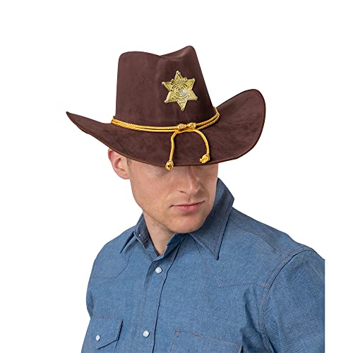 Wicked Costumes Adult Unisex Deluxe Brown Suede Sheriff Hat Fancy Dress Accessory von Wicked Costumes