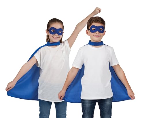 Wicked Costumes Superhelden-Umhang und Maskenkostüm für Kinder, Unisex, Blau, Einheitsgröße 6–10 Jahre von Wicked Costumes