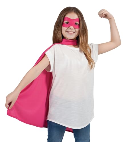 Wicked Costumes Superhelden-Umhang und Maskenkostüm für Kinder, Unisex, Rosa (Einheitsgröße 6–10 Jahre) von Wicked Costumes