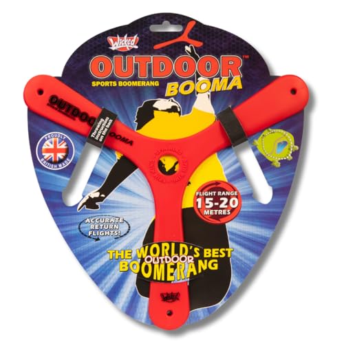 Wicked WKOUT-R Outdoor Booma | Der weltweit Beste zurückkehrende Sportboomerang | Fortschrittliches Tri-Blade-Design für stabilen, präzisen Rückflug | Rot von Wicked