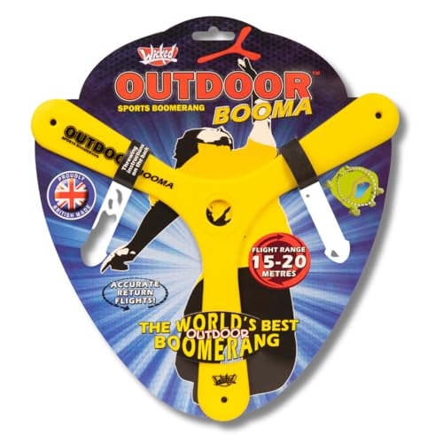 Wicked WKOUT-Y Outdoor Booma | The World's Best Returning Sports Bumerang | Advanced Tri-Blade Design for Stable, Accurate Return Flight | Yellow, gelb von Wicked