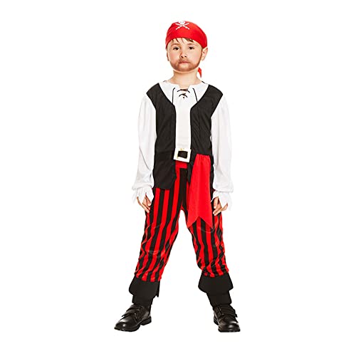 WickedFun® Kinder Piratenkostüm Sieben Meere Pirat Swashbuckler Jungen Outfit Halloween Faschingskostüme für Jungen, Größe S von WickedFun