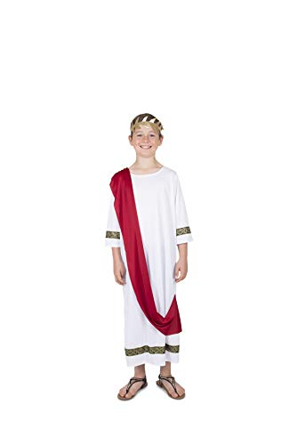 WickedFun® Römischer Kaiser-Kostüm für Jungen, griechisches Toga-Kostüm, Buchwoche, Kostüm, Halloween, Weiß, Größe S von WickedFun