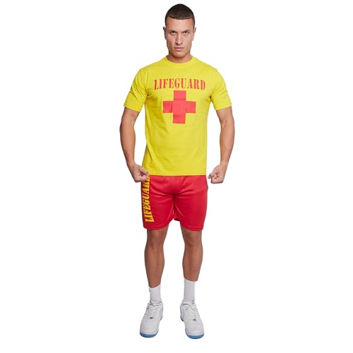 WickedFun Men's Lifeguard Men's Beach Costume, Top and Shorts, Life Guard, Serious Fun Fancy Dress Costume (Small) von WickedFun