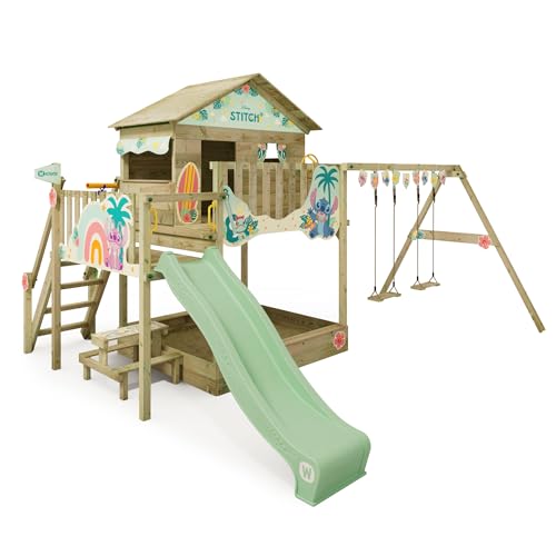 Disney's Stitch Quest Spielturm von Wickey - Klettergerüst, Kletterturm, Gartenspielgerät für Kinder - Outdoor Garten Spielplatz aus Holz mit Sandkasten von Wickey