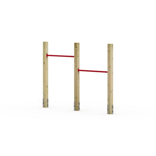 Wickey Doppel-Reckstange FIT Tumble 302 - Spielplatz Turngerät - Kinder Reckstange - Spielgerät aus Holz - 206x9x151 cm von Wickey