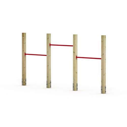 Wickey Dreier-Reck FIT Tumble 403 - Spielplatz Turngerät - Kinder Reckstangen-Set - Spielgerät aus Holz - 305x9x151 cm von Wickey