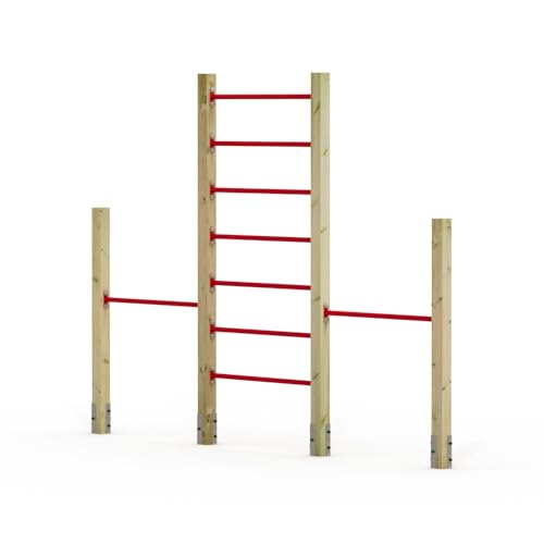 Wickey Kletterleiter mit Doppel-Reck FIT Tumble 409 - Spielplatz Turngerät - Kinder Reckstange - Spielgerät aus Holz - 305x9x240 cm von Wickey