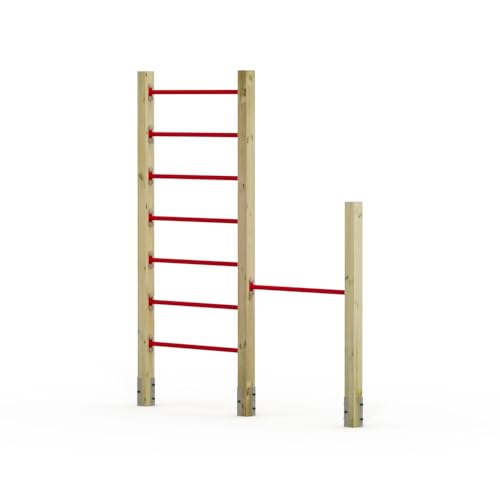 Wickey Kletterleiter mit Einzel-Reck FIT Tumble 308 - Spielplatz Turngerät - Kinder Reckstange - Spielgerät aus Holz - 206x9x240 cm von Wickey