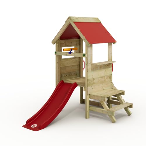 Wickey My First Stilthouse 2 Kleinkind Spielturm, Klettergerüst, Garten Spielgerät für Kinder aus impregniertem Massivholz mit roter Rutsche und roter Plane von Wickey