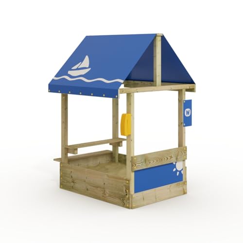 Wickey Sandkasten Dinky mit blauem Dach - Sandbox 114 x 84 cm - imprägniertes Massivholz inklusive Picnicktisch von Wickey