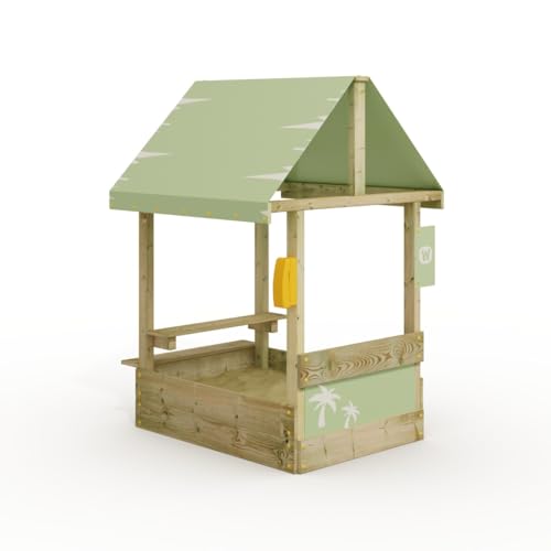 Wickey Sandkasten Dinky mit pastellgrünem Dach - Sandbox 114 x 84 cm - imprägniertes Massivholz inklusive Picnicktisch von Wickey