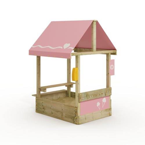 Wickey Sandkasten Dinky mit pastellpinkem Dach - Sandbox 114 x 84 cm - imprägniertes Massivholz inklusive Picnicktisch von Wickey