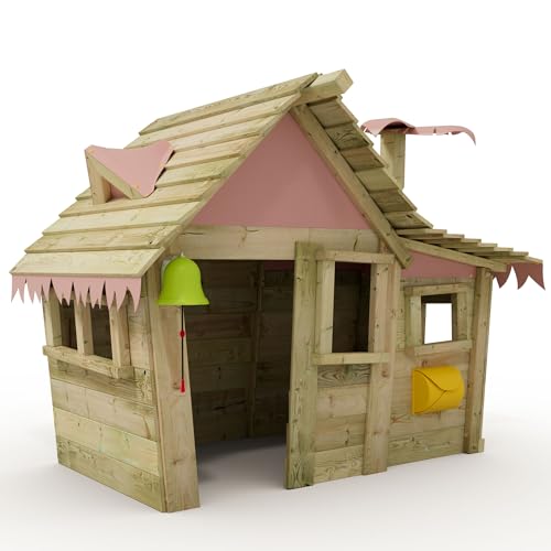 Wickey Spielhaus Casita - Kinderspielhaus aus Holz, Gartenhaus für Kinder, extrem witterungsbeständig - aus kesseldruckimprägniertem Massivholz - pastellpink von Wickey