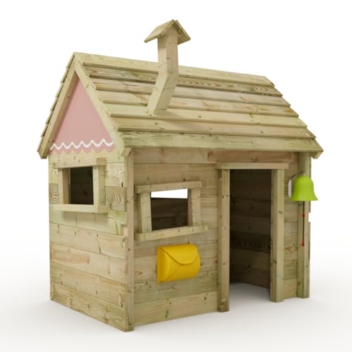 Wickey Spielhaus Inn - Kinderspielhaus aus Holz, Gartenhaus für Kinder, extrem witterungsbeständig - aus kesseldruckimprägniertem Massivholz - pastellpink von Wickey