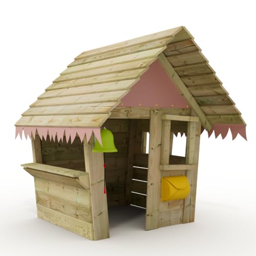 Wickey Spielhaus Saloon - Kinderspielhaus aus Holz, Gartenhaus für Kinder, extrem witterungsbeständig - aus kesseldruckimprägniertem Massivholz - Pastellpink von Wickey