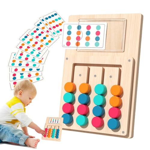 Wiclnyg Farbsortier-Puzzle-Brett, Kinder-Farb-Match-Puzzle,Farbsortierbrett für Kinder | 4-Farben-pädagogisches Labyrinth-Brettspielzeug aus Holz, inklusive 12 Papierkarten von Wiclnyg