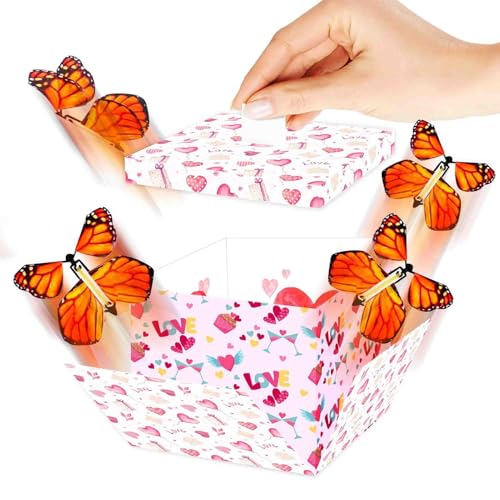 Wiclnyg Fliegende Schmetterlingsbox, Explodierende Abschlussbox,Mehrzweck-Box mit fliegenden Schmetterlingen | Neuartige kreative explodierende Box, süße Schmetterlingsbox für Valentinstag, Hochzeit, von Wiclnyg