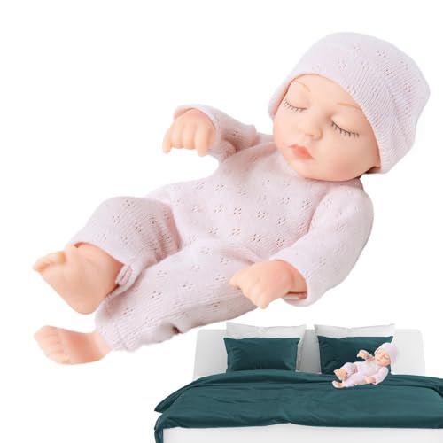 Wiclnyg Ganzkörper-Silikon-Reborn, realistische Silikonpuppe, 7 Zoll süße dekorative wiedergeborene Figur Miniatur mit beweglichen Gelenken, Silikonpuppe für Schlafzimmer, Wohnzimmer, Kinderzimmer, von Wiclnyg