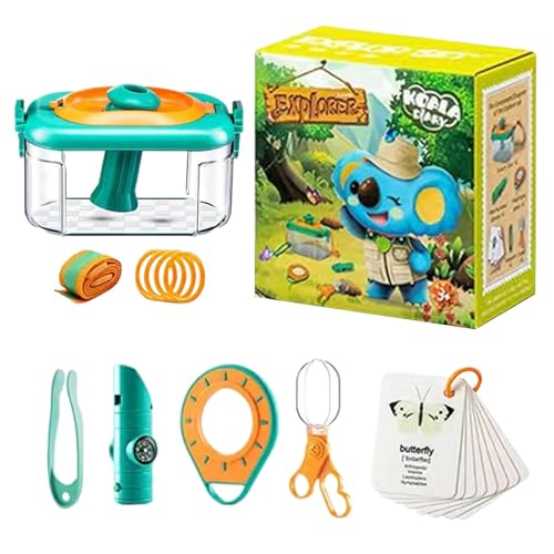 Wiclnyg Outdoor-Explorer-Set, Beobachtungsbox | Naturerkundungsspiele für Kinder im Freien - Spiele für Kinder im Freien, Lupe, Behälter, Pfeife, Pinzette, Karten für und Mädchen von 3–12 Jahren von Wiclnyg