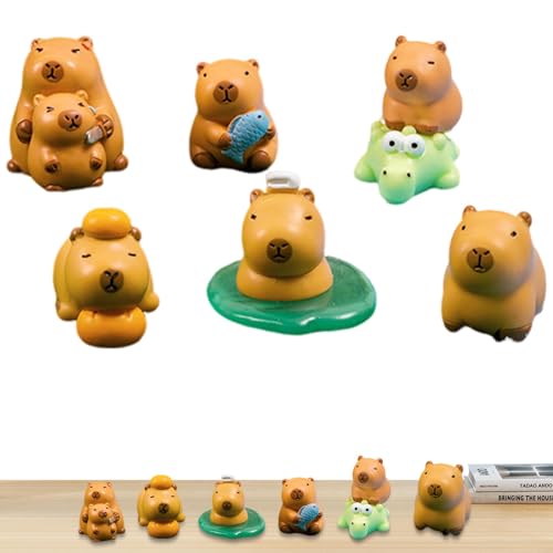 Wiclnyg Winzige Figuren, Harztiere - Winzige Capybara-Tiermodelle-Statuen,Kreative niedliche Capybara-Puppen, niedliche Figuren zum Sammeln, Spielzeug, Desktop-Dekorationen für den Schreibtisch, das von Wiclnyg