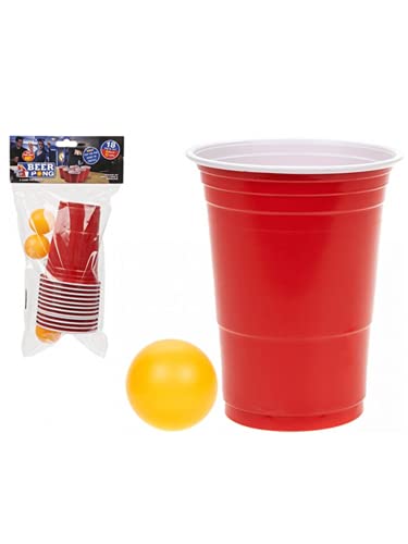 Widdle Gifts 5037241262428 PMS Beer Pong in PP-Beutel mit Pappkarte für 12 Tassen/6 Bälle, 18 Stück, S von PMS