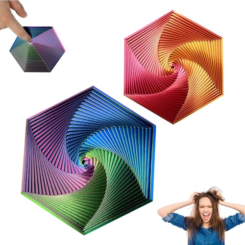 Fractal Fidget Hexagon,2 Stück 3D Hexagon Spiral Spielzeug,Antistress Fidget Toys,Sensorisches Spielzeug Für Erwachsene Perfekt für Stress und Angst Fidget Spielzeug von WideSmart