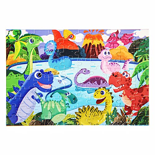 Puzzles für Kinder, 100 Teile Dinosaurier Kinder Puzzles für Kinder Alter 4 5 6 7 8 9 10 Jahre, 100 Teile Puzzles für Kinder im Alter von 8–10 Jahren für Jungen und Mädchen von Widisun