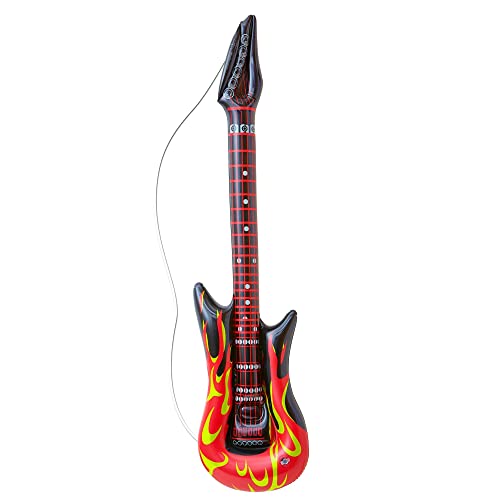 W WIDMANN MILANO Party Fashion 04815 - Aufblasbare Rockstargitarre mit Flammen, Länge circa 105 cm, Instrument, Luftgitarre, Mottoparty, Karneval von W WIDMANN MILANO Party Fashion
