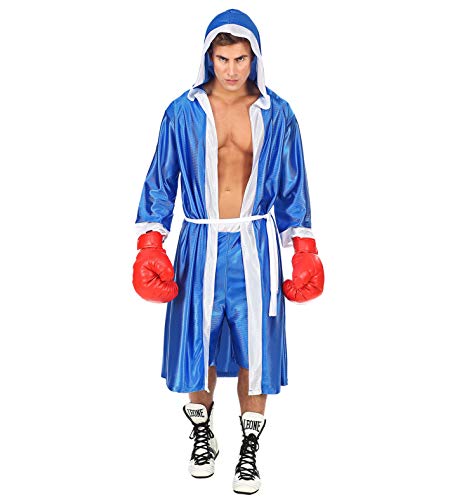 Boxer Kostüm 3-TLG. Set Umhang mit Kapuze Hose Fasching Karneval Herren Farbe wählbar (Kostüm blau, M) von Widmann Kostüme