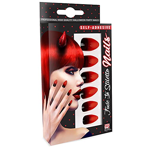 Widmann 05365 - Fingernägel Set Stiletto, 12 Stück, Rot-Schwarz, selbstklebend, Accessoire, Karneval, Mottoparty, Halloween Widmann 05365 - Fingernägel Set Stiletto, 12 Stück, Rot-Schwarz, selbstklebend, Accessoire, Karneval, Mottoparty, Halloween von Widmann