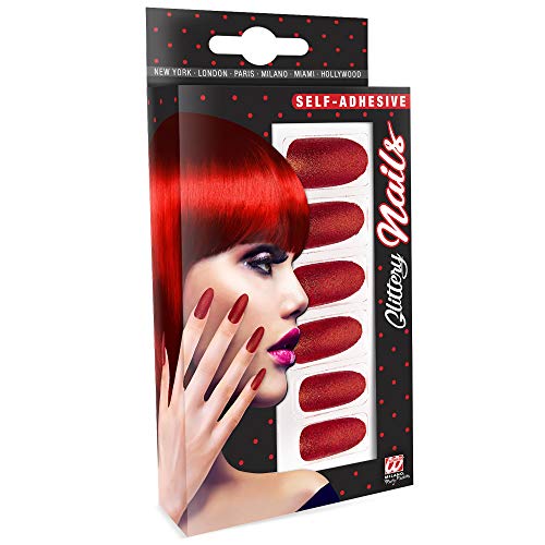 W WIDMANN W WIDMANN Widmann 05351 - Fingernägel Set, Glitzer Rot, 12 Stück, selbstklebend, Accessoire, Karneval, Mottoparty, Halloween von WIDMANN MILANO PARTY FASHION