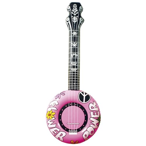 WIDMANN MILANO PARTY FASHION - Aufblasbares Banjo, 100 cm, Gitarre, Musiker, Sänger, Flower Power, Accessoire Hippie von W WIDMANN MILANO Party Fashion