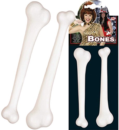 Widmann 2er-Set: * Knochen * für Halloween, Karneval oder Mottoparty // 23cm lang // Geburtstag Kindergeburtstag Steinzeit Plastikknochen Bones von WIDMANN